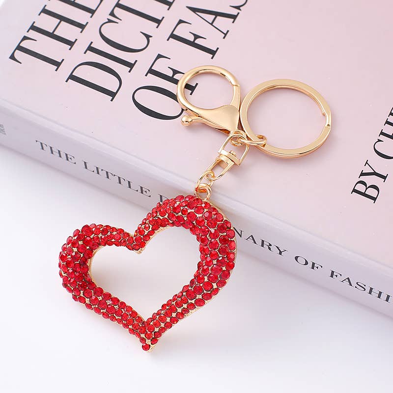 Love heart diamond keychain: White / Hollow