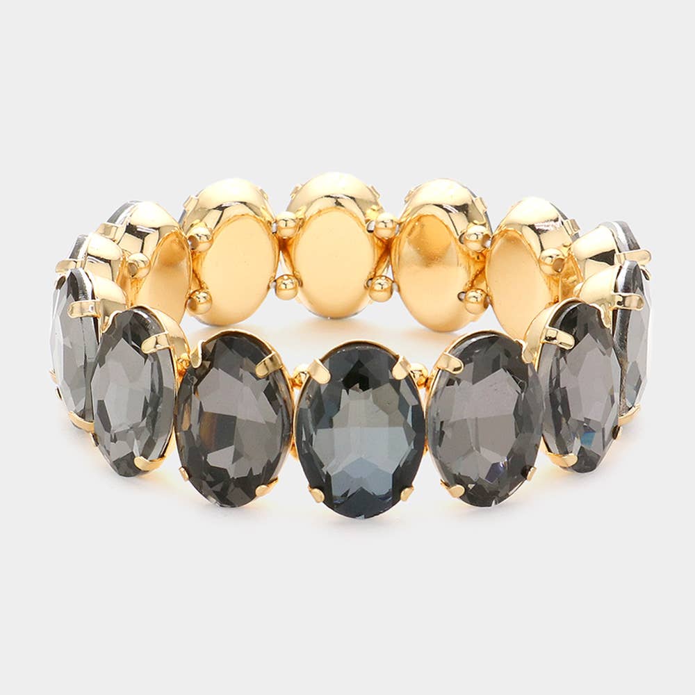 Oval Stone Stretch Evening Bracelet: Multi