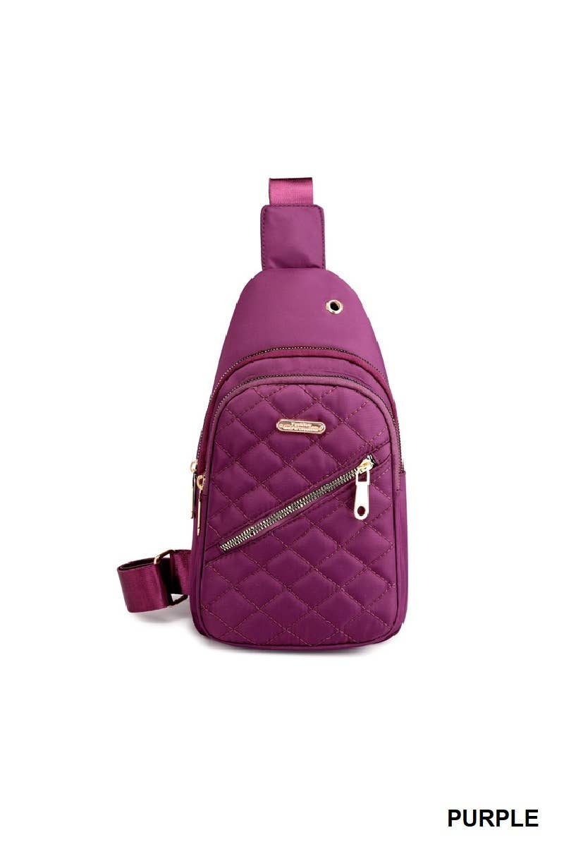 Quilted Multi-pocket Crossbody Sling Bag: BLACK / 1 (ONE SIZE)