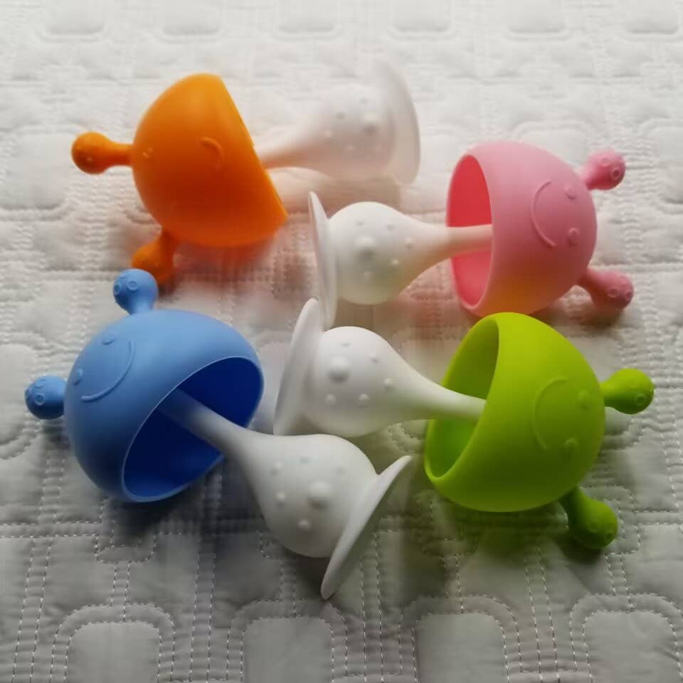 Silicone Mushroom Rattle Baby Teether Toy: Green