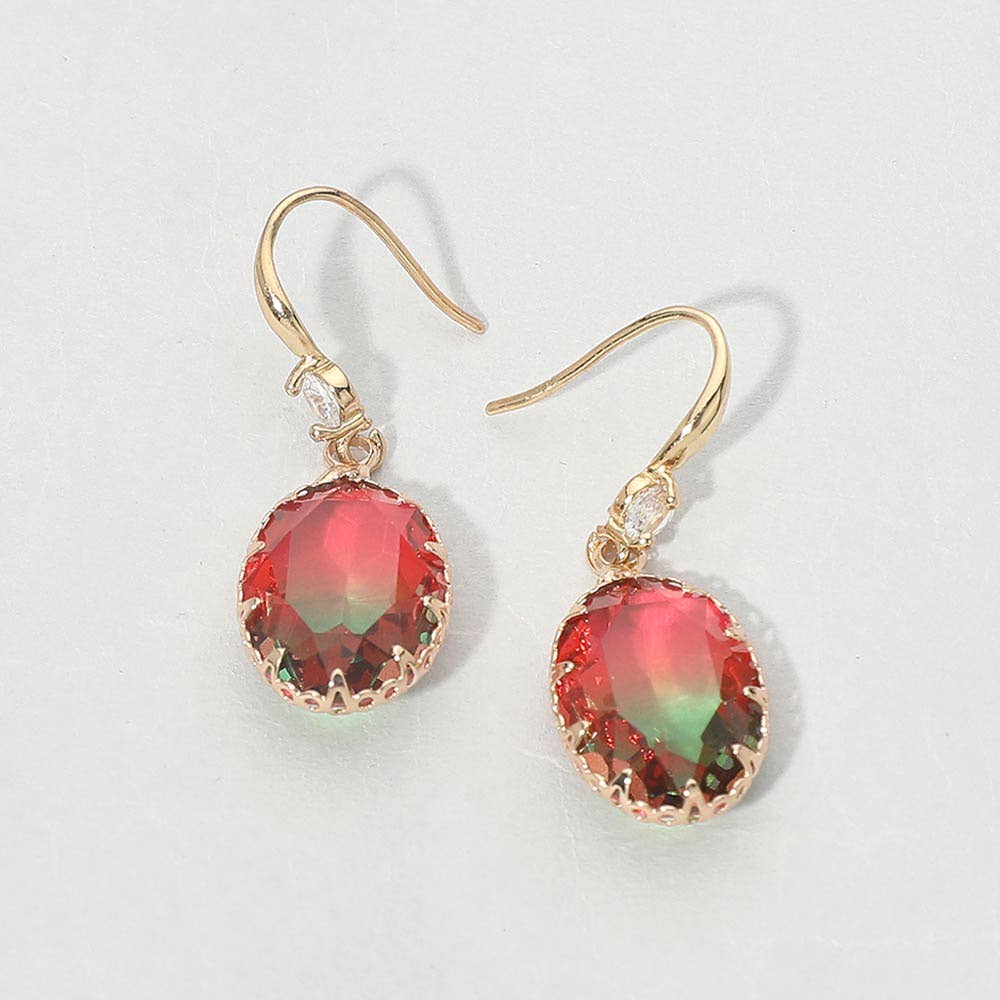 Oval Stone Drop Earrings: Light,Multi