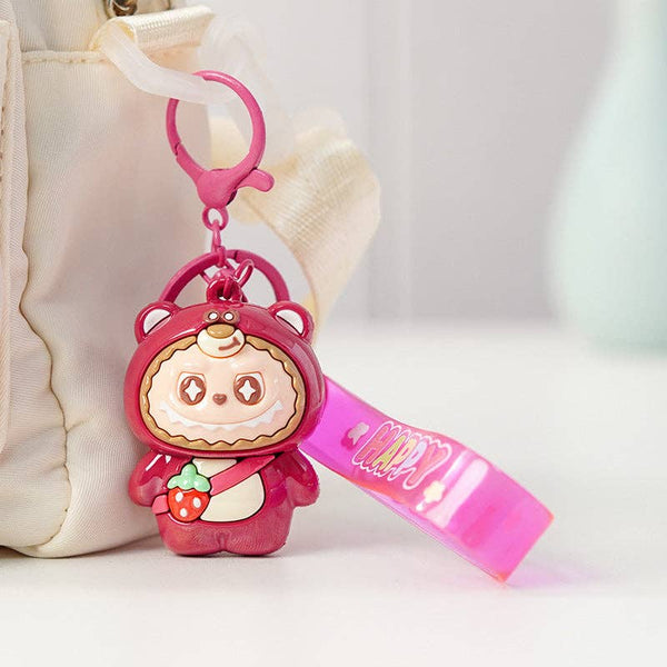 Strawberry Bear Labubu Keychain Cute Cartoon pendant: Pink