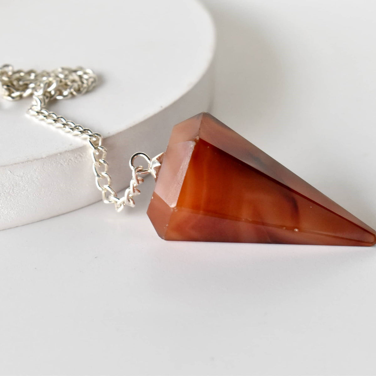 Dowsing Pendulum | Carnelian | Faceted Crystal Pendulum - Candle Queen Candles