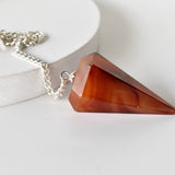 Dowsing Pendulum | Carnelian | Faceted Crystal Pendulum - Candle Queen Candles