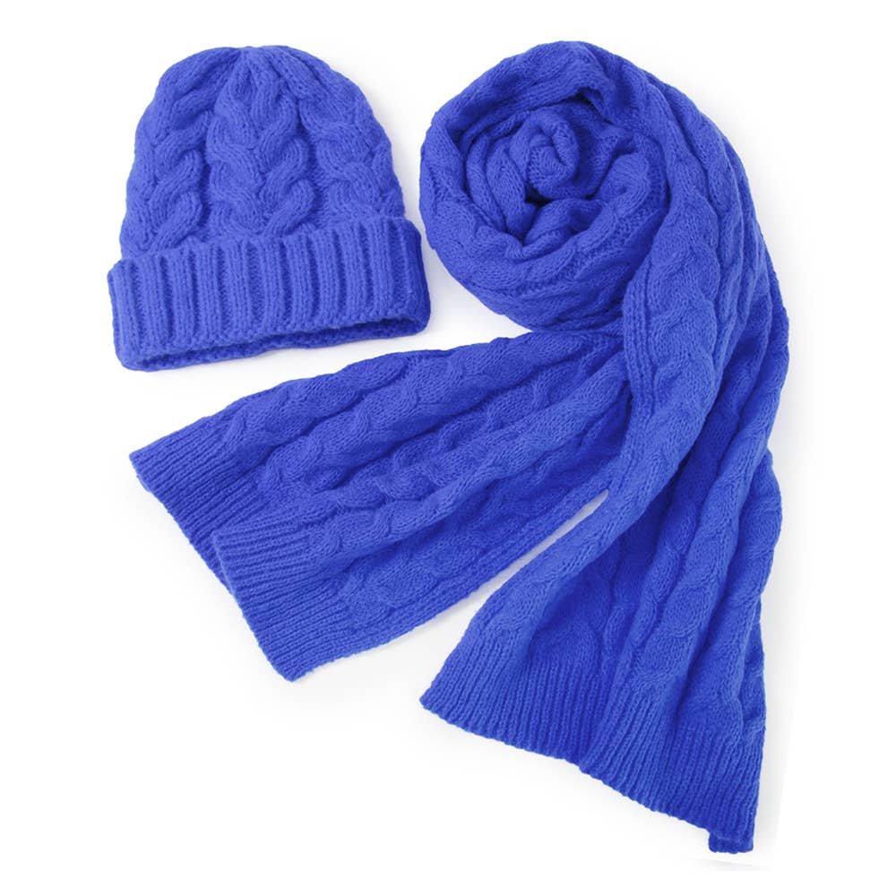 Cable Knit Beanie & Scarf Winter Set
: Lavender