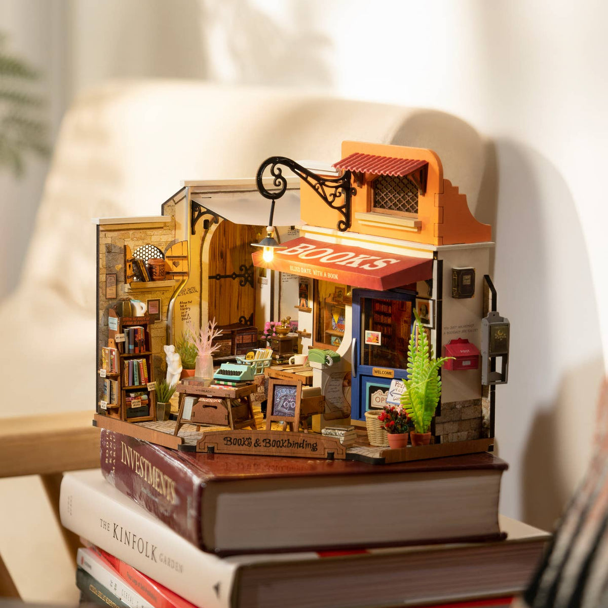 DIY Miniature House Kit: Corner Bookstore