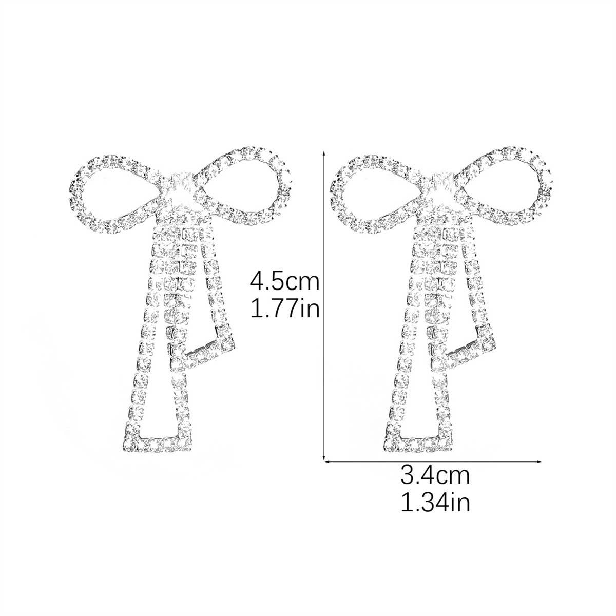 Shiny Diamond Bow Tassel Earrings