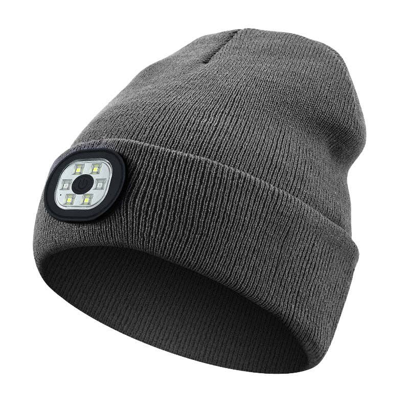 Wireless Bluetooth Beanie with LED Light Outdoor Warm Knit Hat: M1-L10 Medium Heather Gray 1-Light
