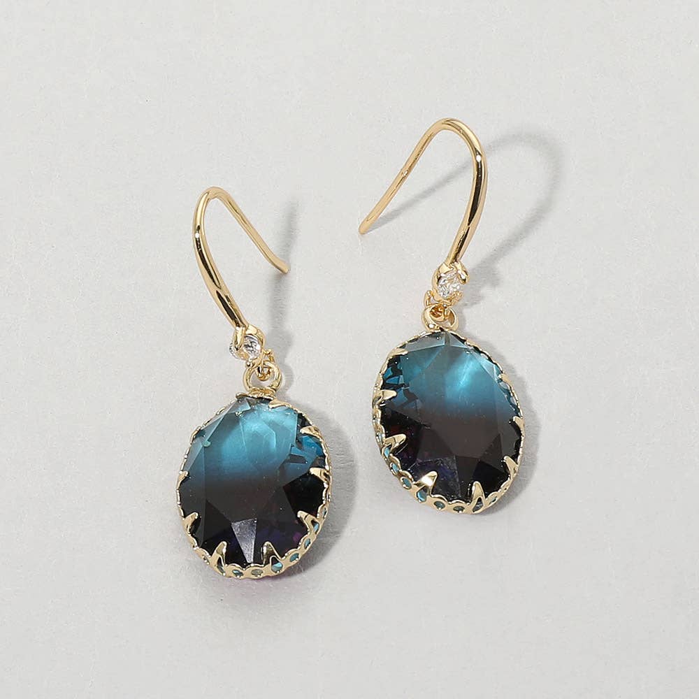 Oval Stone Drop Earrings: Light,Multi