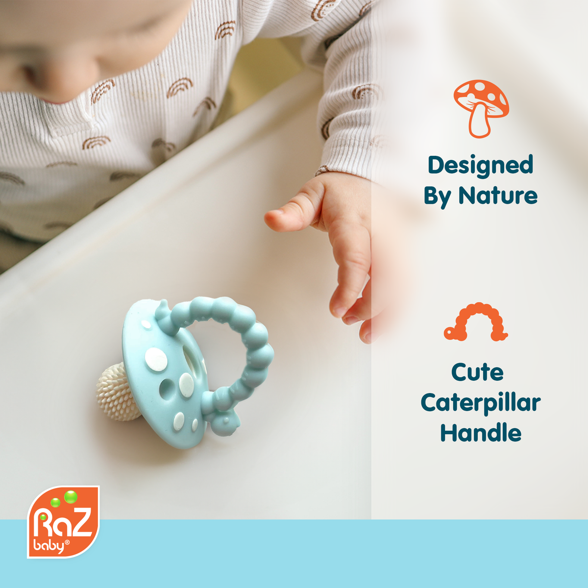 Chompy Mushroom Silicone Teether - 2PK: Red/Green