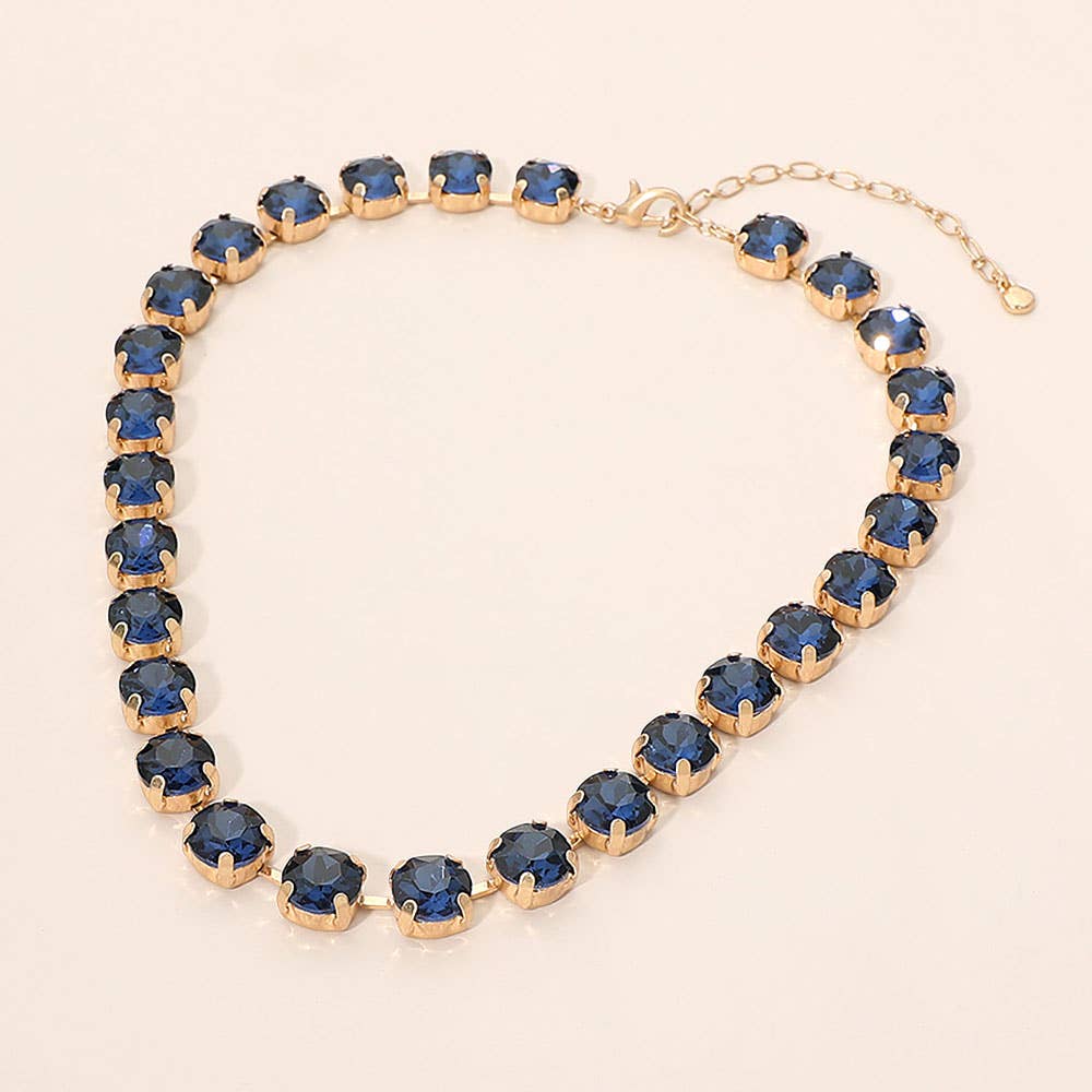 Round Stone Cluster Link Tennis Chain Necklace: Mint