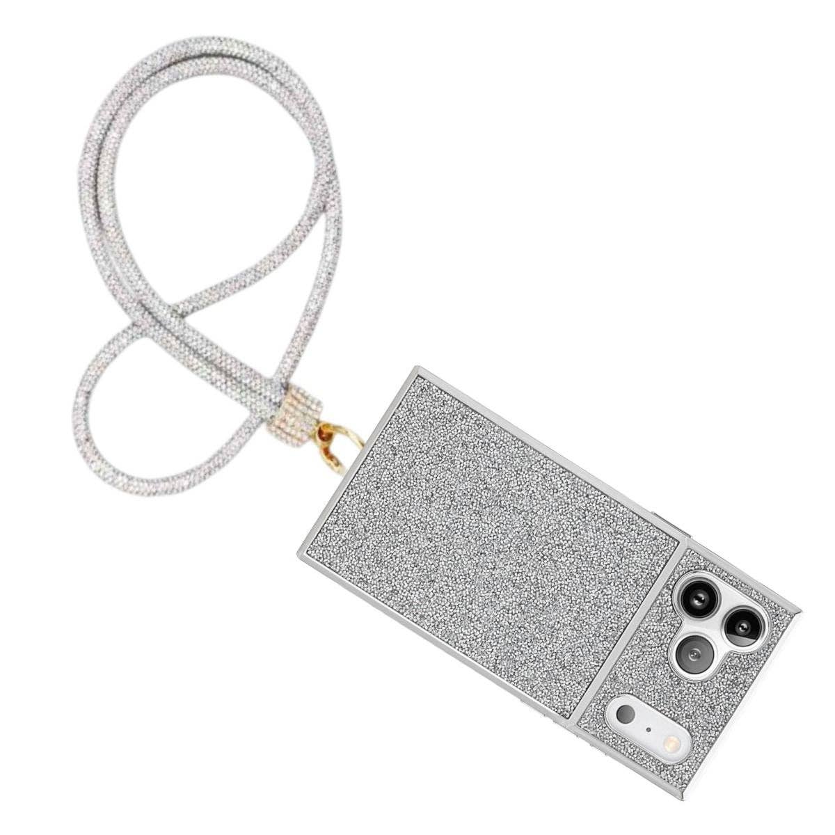 Rhinestone Long Phone Strap Clear Bling Lanyard: Color: Clear / Plating: Gold / Size: 32 inches