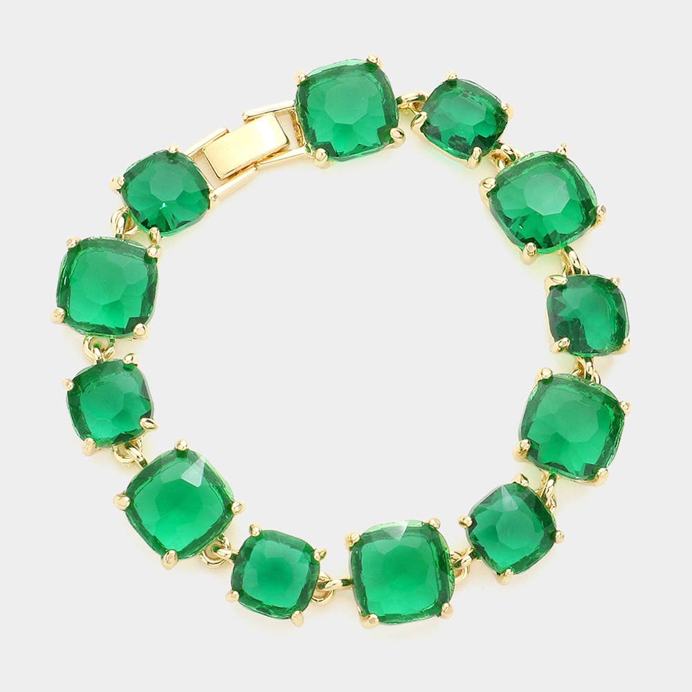 Cushion Square Stone Link Evening Bracelet: Vitrail Medium