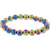 Elastic Bracelet Round Beads - Rainbow Hematite - Candle Queen Candles