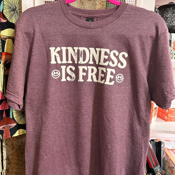 Kindness Is Free Graphic Tee: Heather Maroon