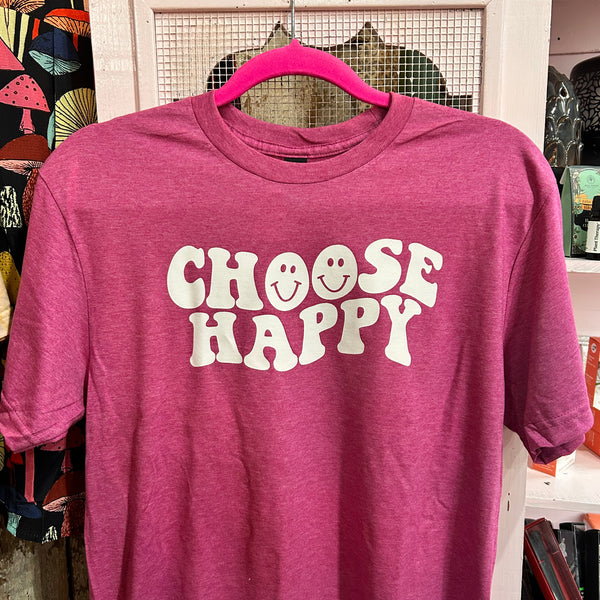 Choose Happy Graphic Tee: Heather Berry