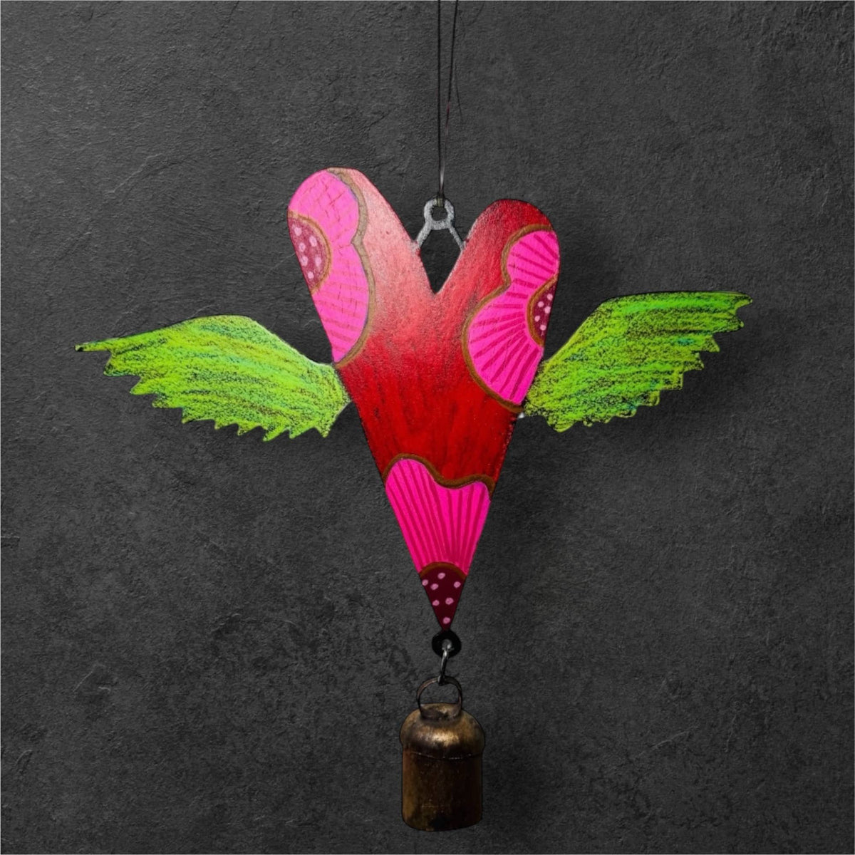 Heart Wind Chime cute bells garden metal gifts Hippie