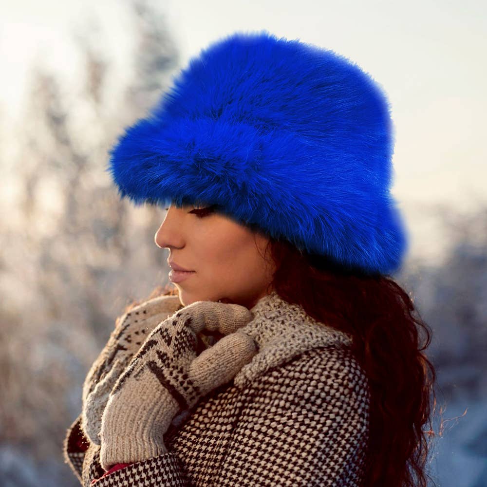 Fuzzy pink Faux Fur Bucket Hat