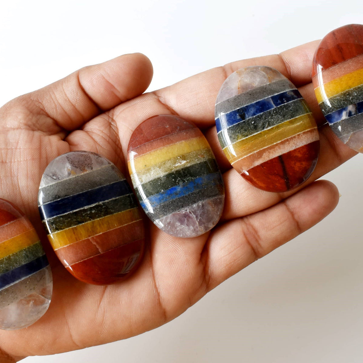 Bonded Chakra Worry Stones, Pocket Crystal, Thumb Stones