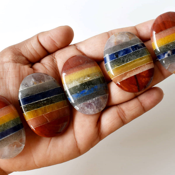 Bonded Chakra Worry Stones, Pocket Crystal, Thumb Stones
