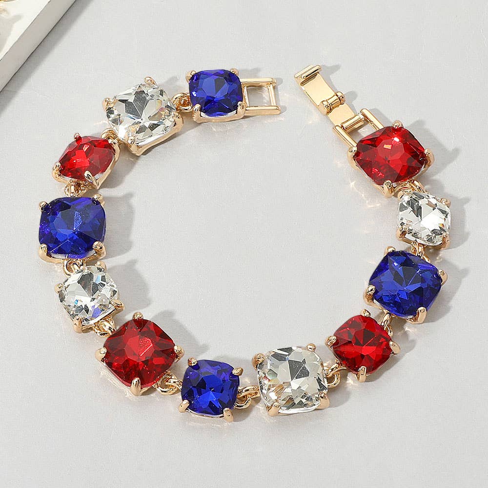 Cushion Square Stone Link Evening Bracelet: Vitrail Medium