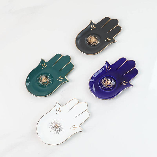 Evil Eye Hamsa Dish - Green