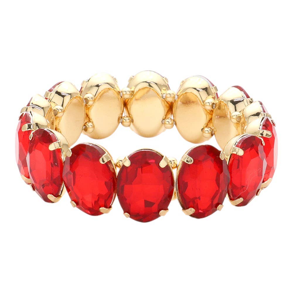 Oval Stone Stretch Evening Bracelet: Multi
