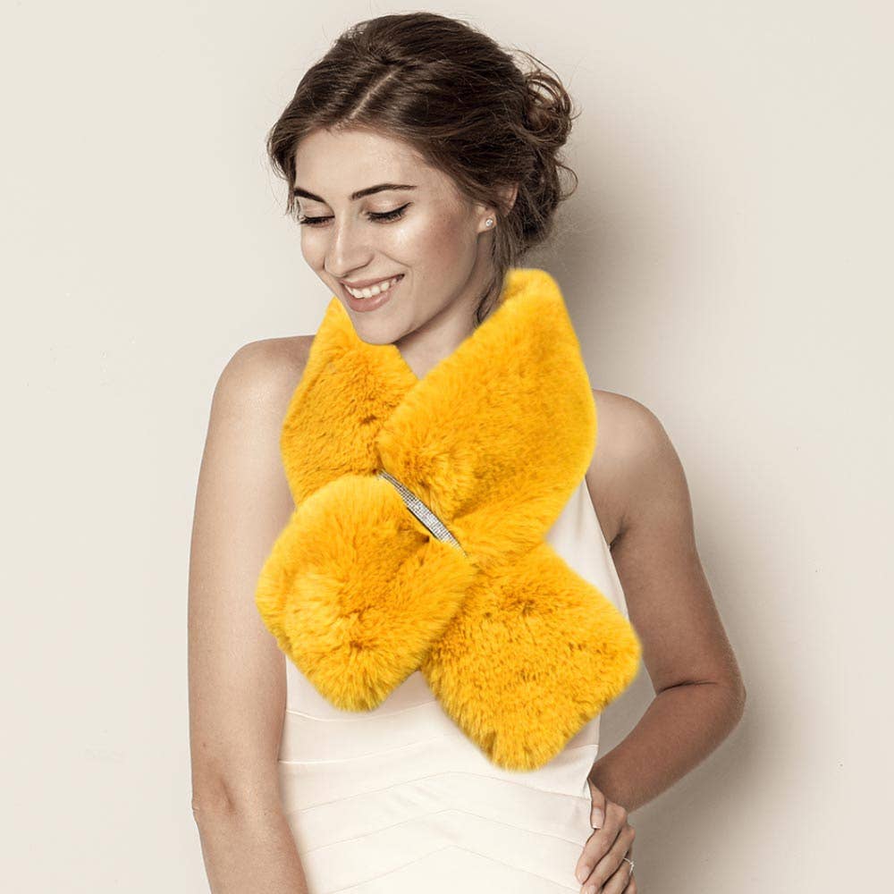 Faux Fur Bling Pull Through Scarf: Pink