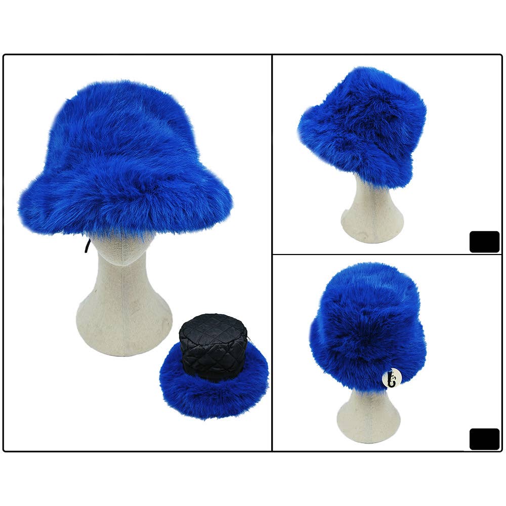 Fuzzy pink Faux Fur Bucket Hat