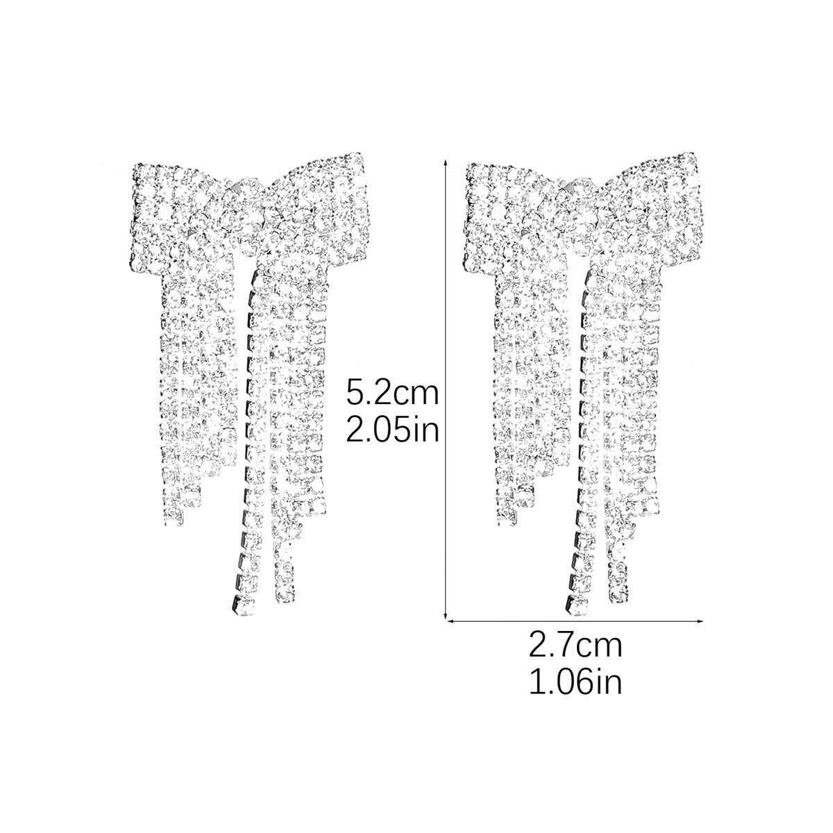 Shiny Diamond Bow Tassel Earrings