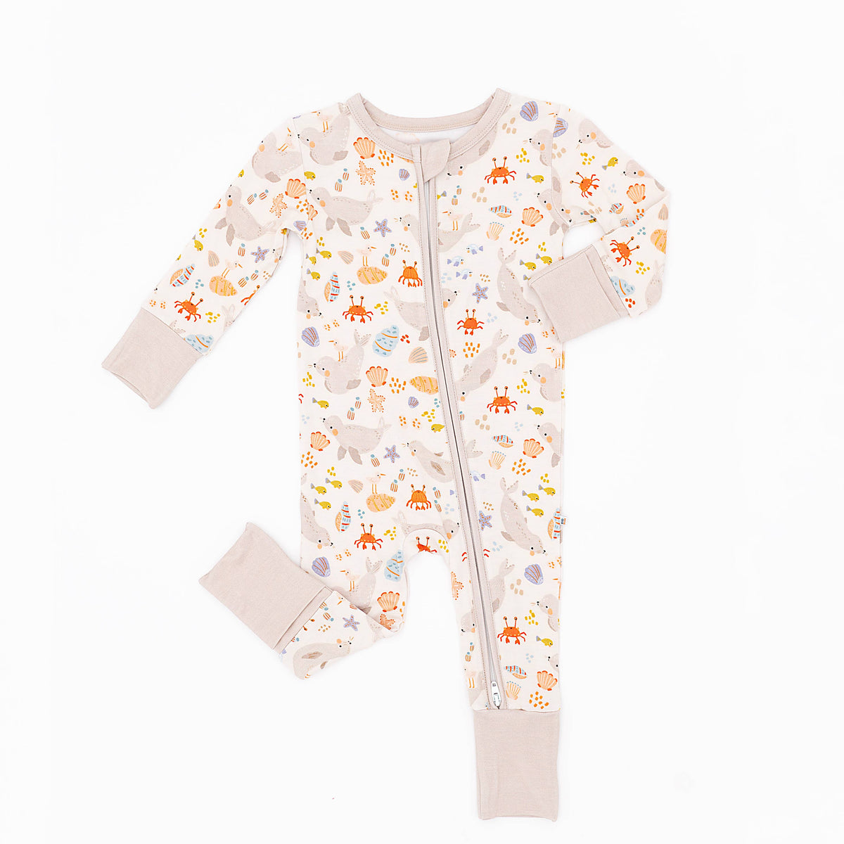 Baby Bamboo Pajamas - Bamboo Sleeper - Sammie Seaside Seal: 6-12m