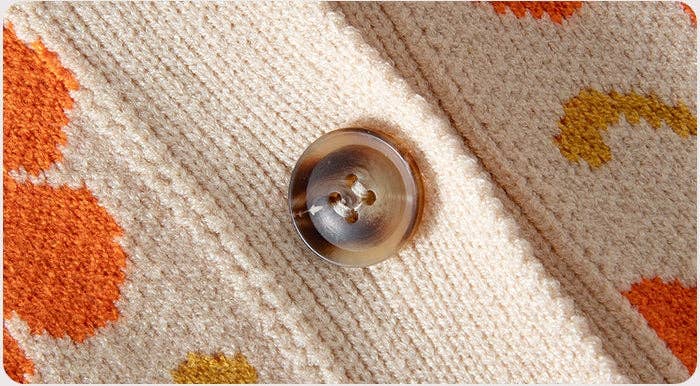 Floral Jacquard Sweater Knitted Cardigan: Orange Apricot