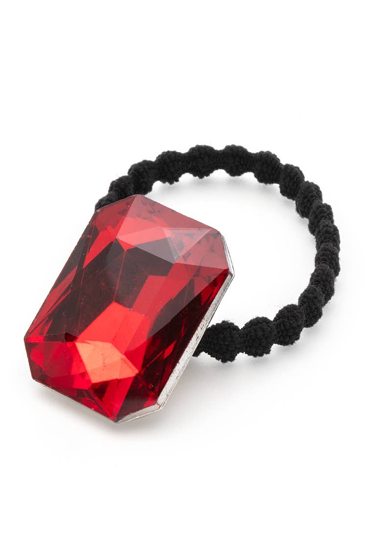 Crystal Stone Holiday Hair Tie: Clear