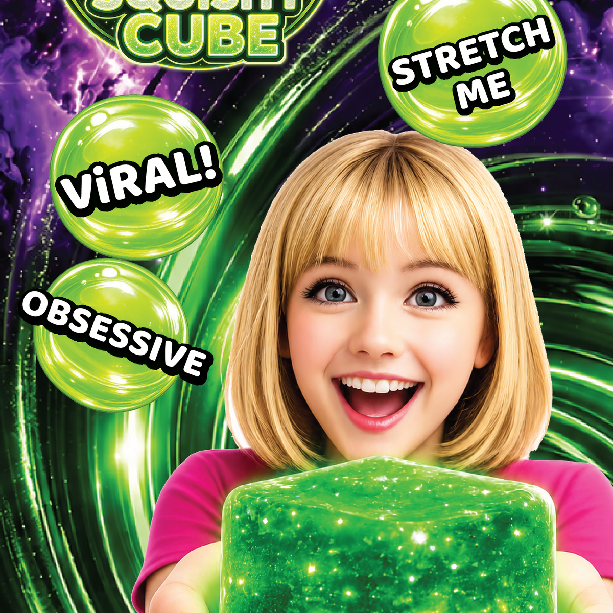 Glow in the Dark Squishy Sparkle Cube