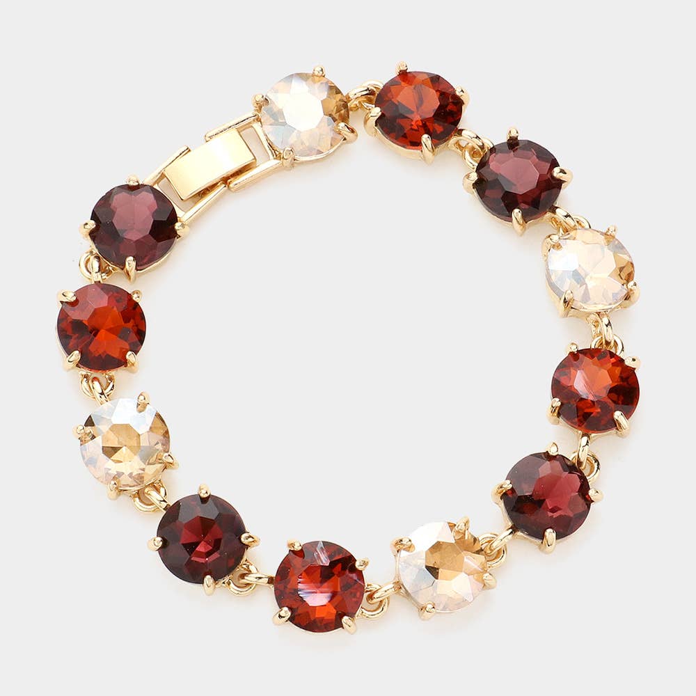 Round Stone Link Evening Bracelet: Gold
