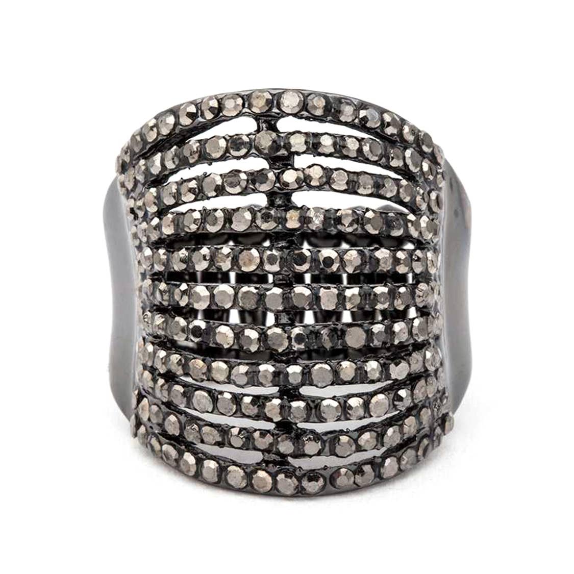 Layered Crystals Stretch Ring: Rosegold/AB