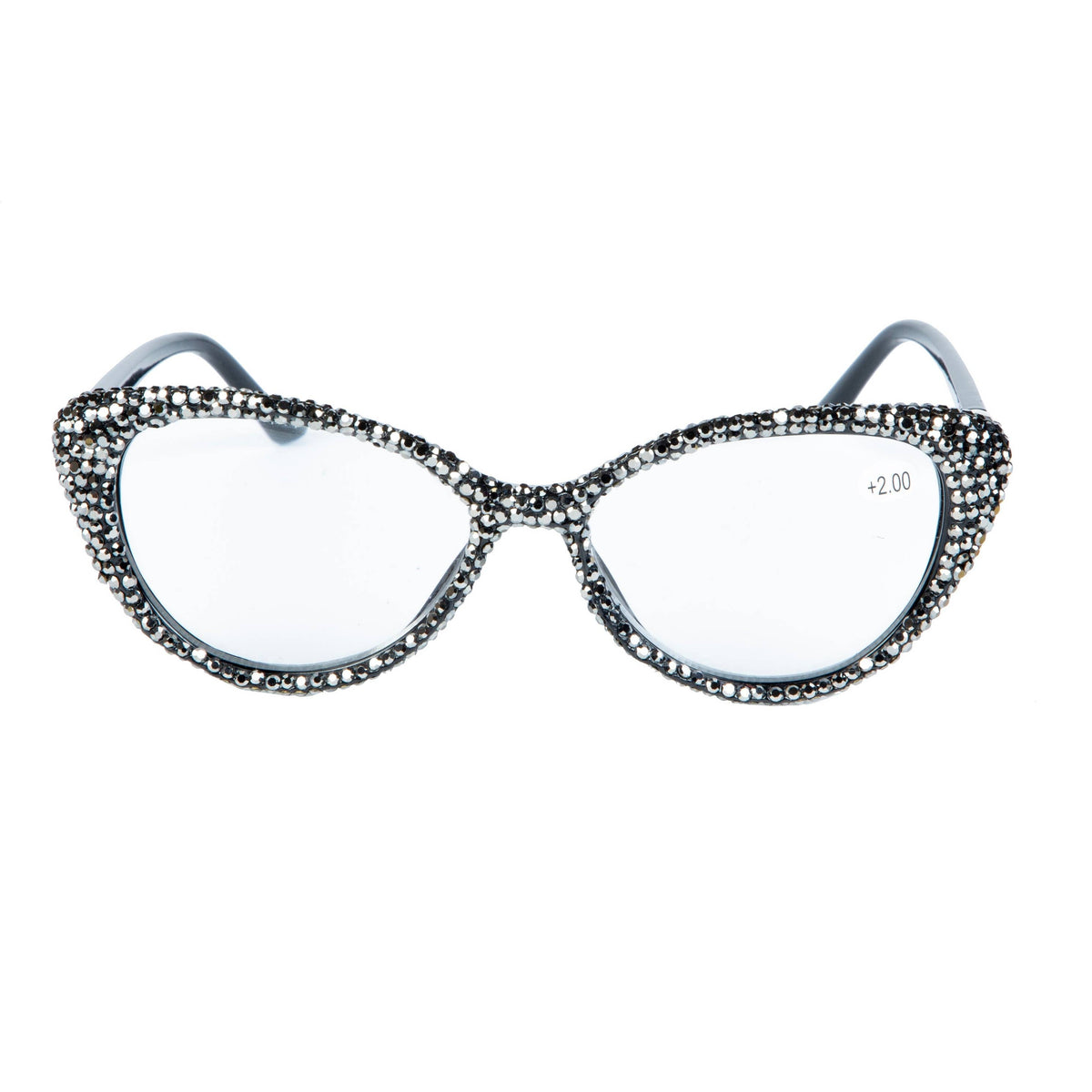 Handmade Rhinestone Cat Eye Reader Glasses G0399 - Gun Metal: Gun Metal / 3