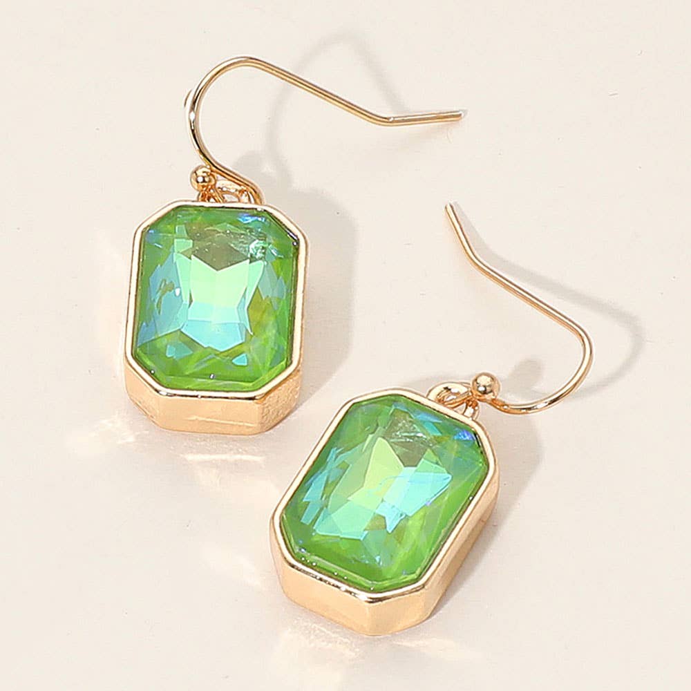 Iridescent Faceted Drop Dangle Earrings: Black Diamond,Gold