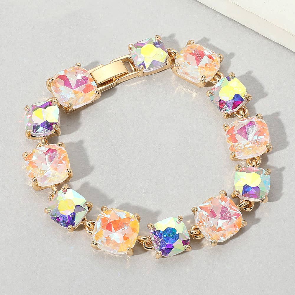 Cushion Square Stone Link Evening Bracelet: Vitrail Medium