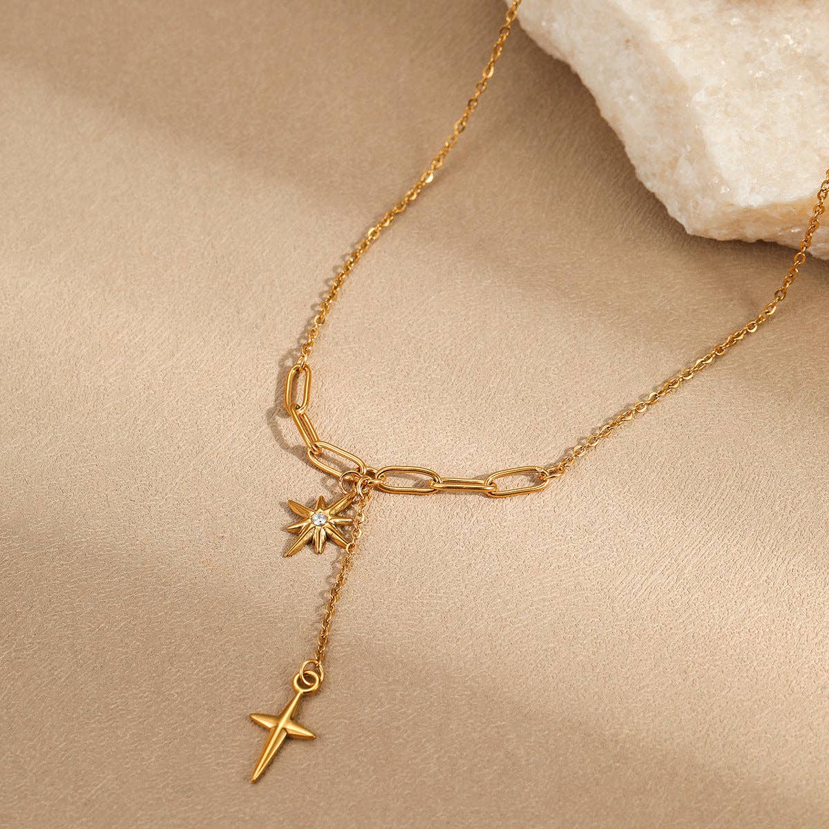 18K Gold Plated Waterproof Stainless Steel Chain Necklace
