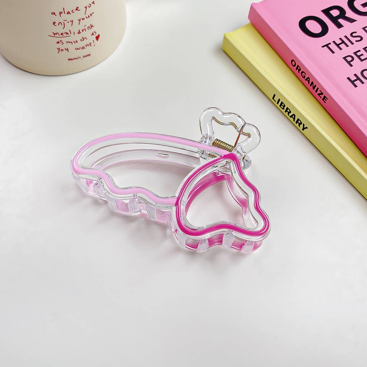Colorful butterfly hairbow hair clip claw: Pink / Bow