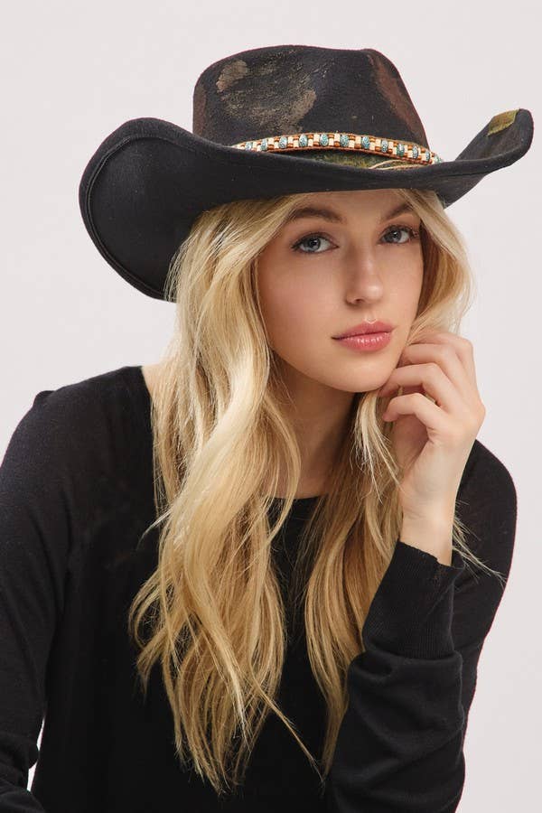 Distress Vintage Versatile Shapable Fedora Cowboy Hat