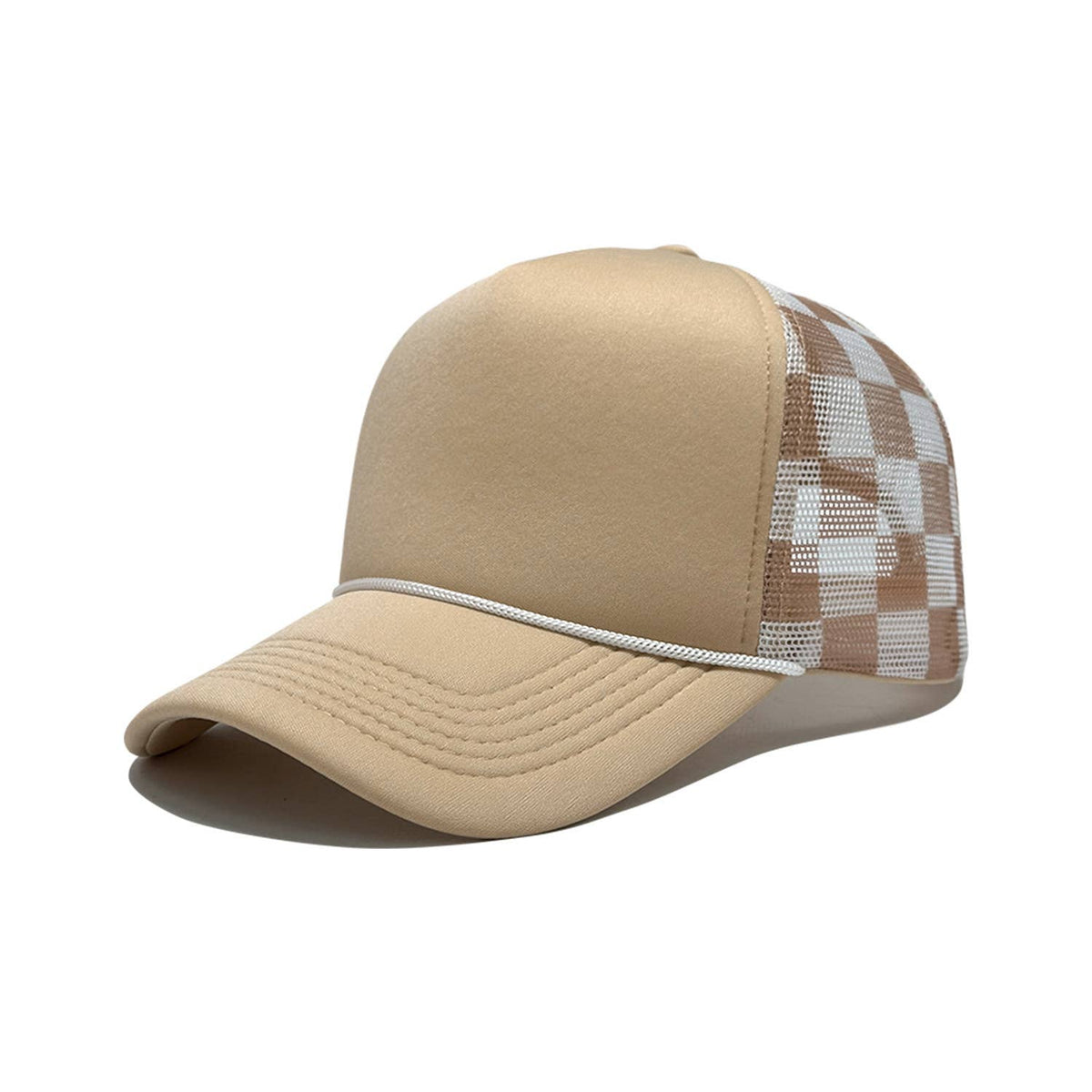Checkerboard Mesh Trucker Hat Baseball Cap: Red