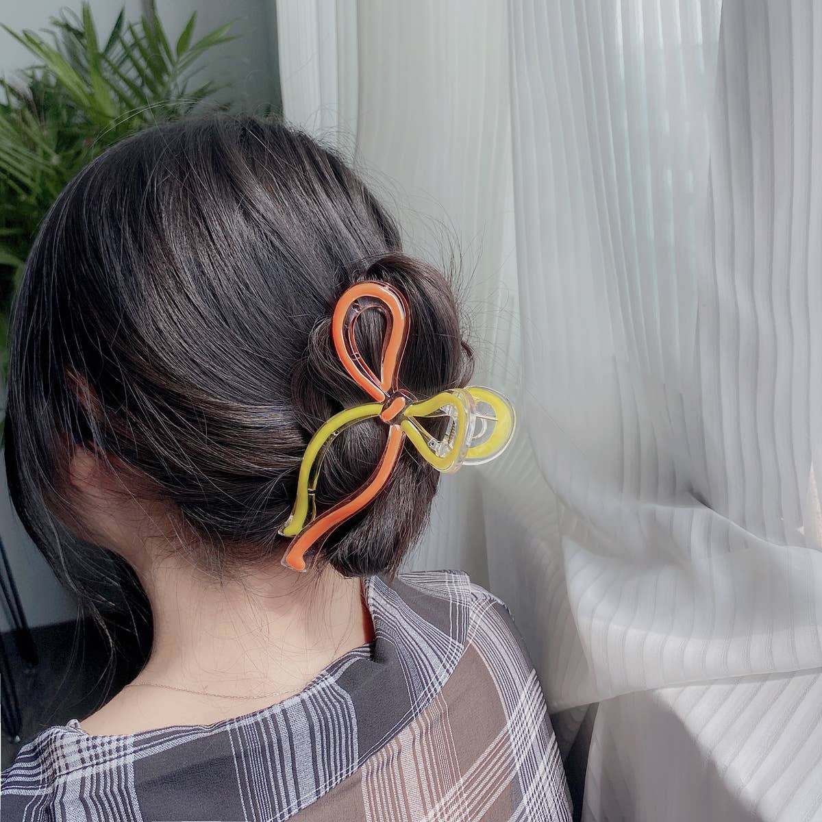 Colorful butterfly hairbow hair clip claw: Pink / Bow