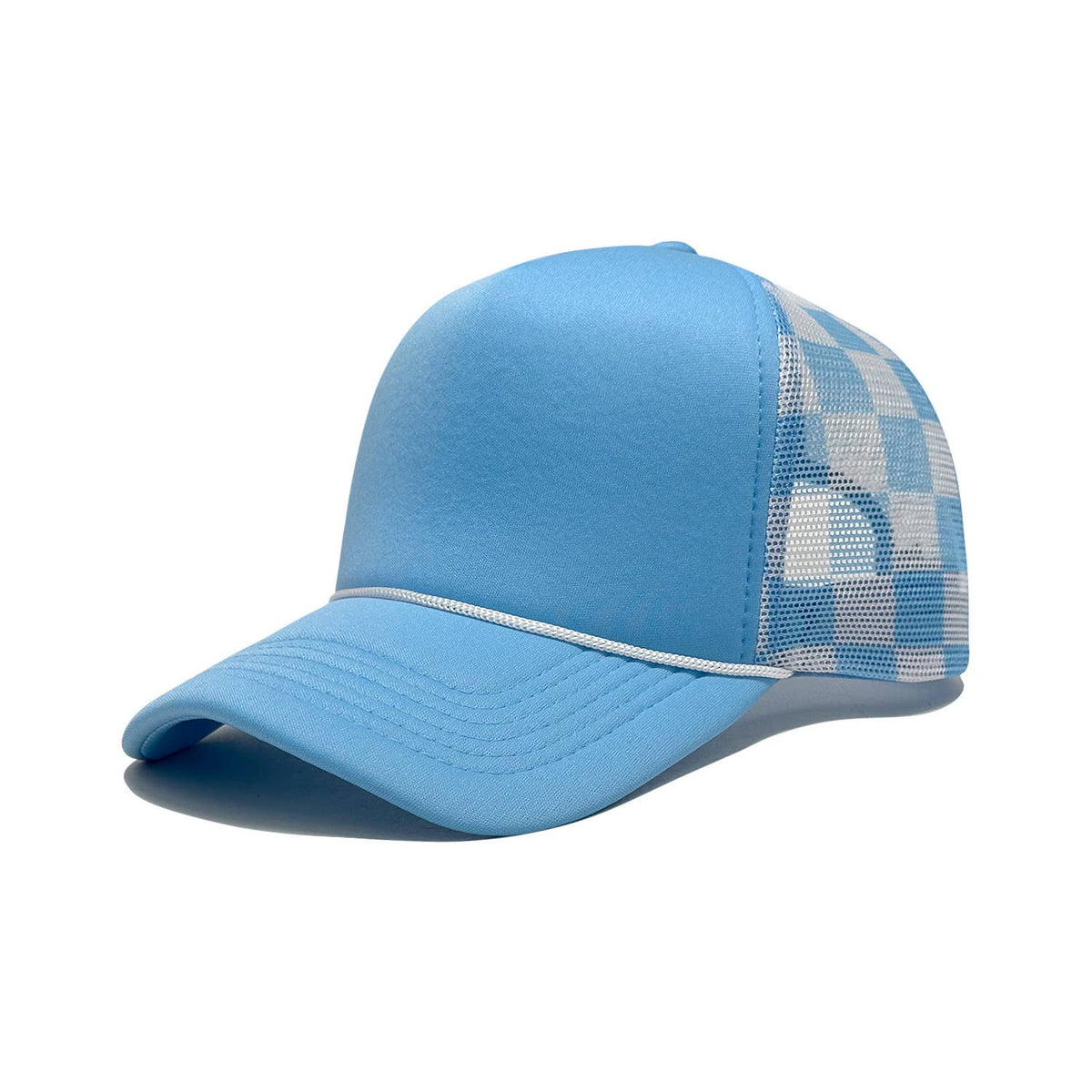 Checkerboard Mesh Trucker Hat Baseball Cap: Red