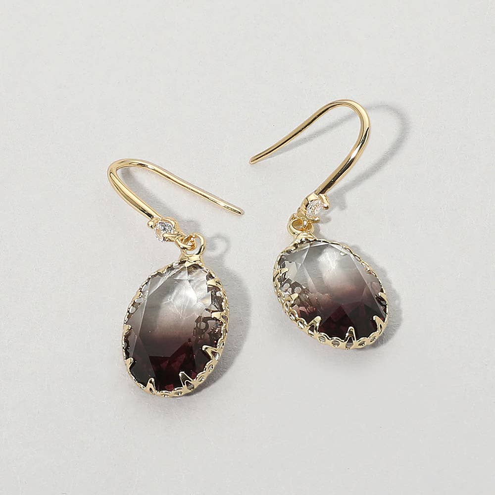 Oval Stone Drop Earrings: Light,Multi
