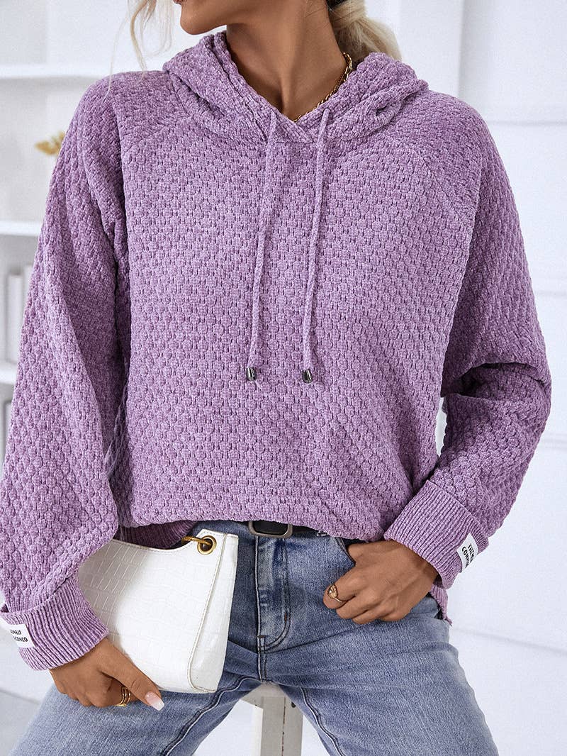 Pullover Casual Hooded Sweater: Purple / M