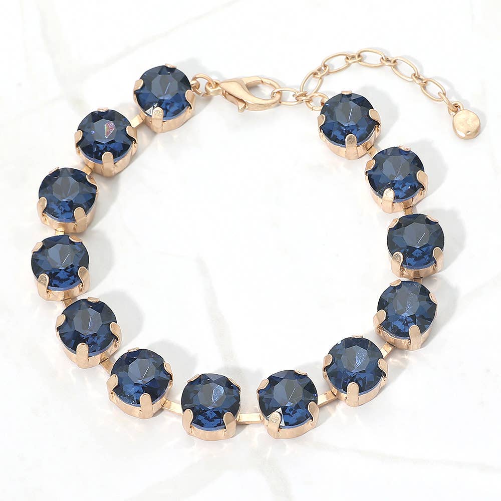 Round Stone Cluster Link Bracelet: Fuchsia