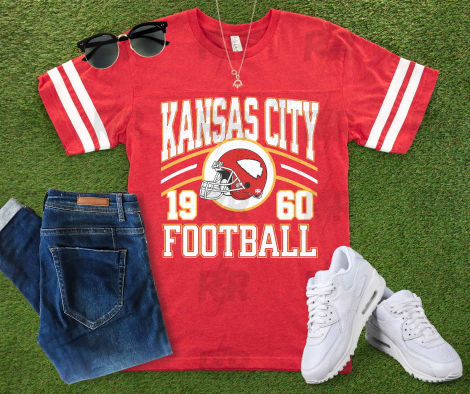 Retro Kansas City Football 1960 Helmet Red Jersey Tee