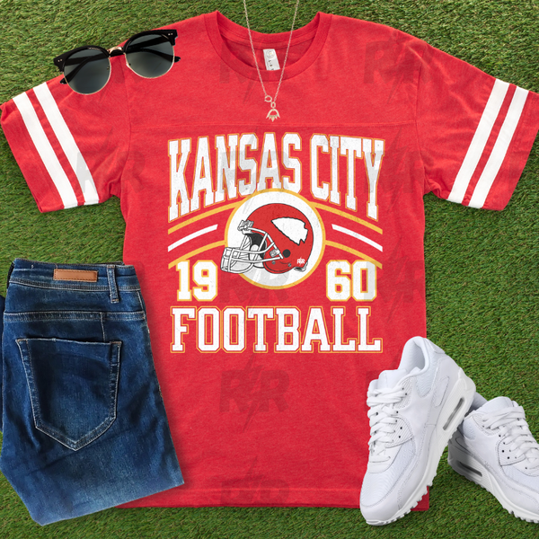 Retro Kansas City Football 1960 Helmet Red Jersey Tee